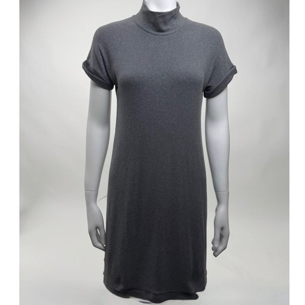 Brunello Cucinelli Grey Knit Mock Turtleneck Mini Dress Size XL Fits Size M